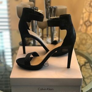 Calvin Klein “Vivian” Black Heeled Sandal